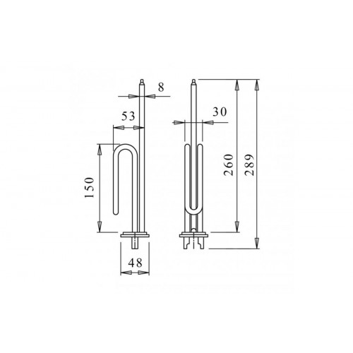 ТЭН Unival для водонагревателя (RCF, 2500W, D48, Без анода, L260) изогнутый Италия
