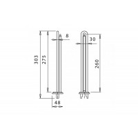 ТЭН Unival для водонагревателя (RCF, 1500W, D48, Без анода, L275) прямой Италия