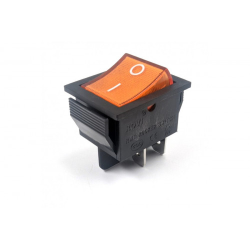 Кнопка биполярная желтого цвета 20A, 4 контакта 250V