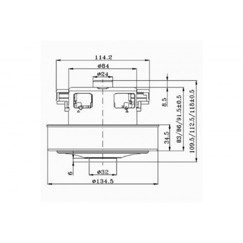 Мотор пылесоса HWX-HD 1400W, H=115мм D=134,5мм