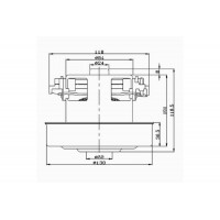 Мотор пылесоса HWX-PG 1600W, H-115мм, h-34мм, D-130мм