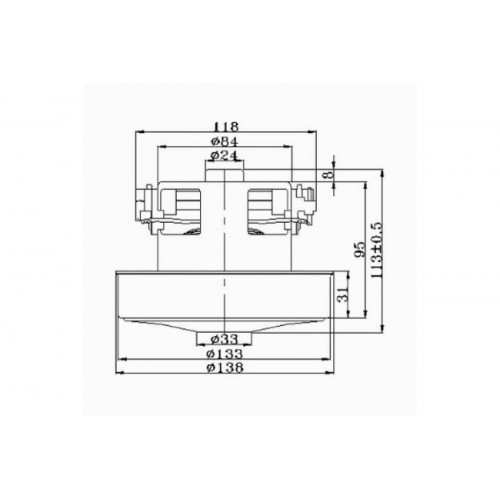 Мотор пылесоса HWX-PB 1400W, H=112мм D=137мм