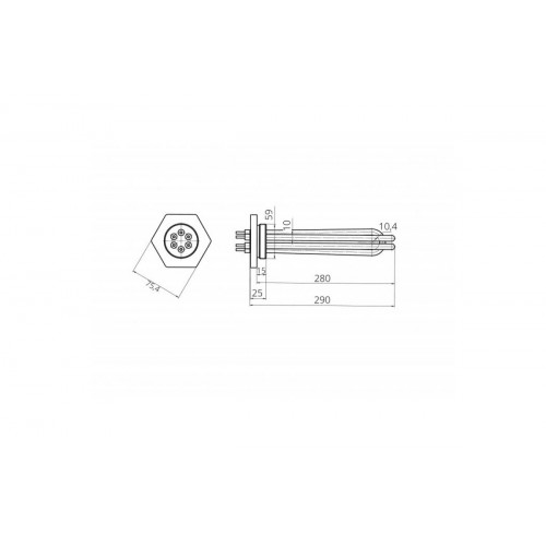 Тэн для электрического котла 1500W ТЭНБ-4,5 (ТЭН 60 В 10/1,5 P 220) фланец G2